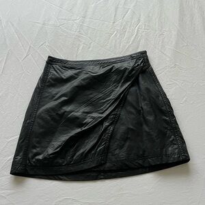 Free People Black Leather Mini Skirt